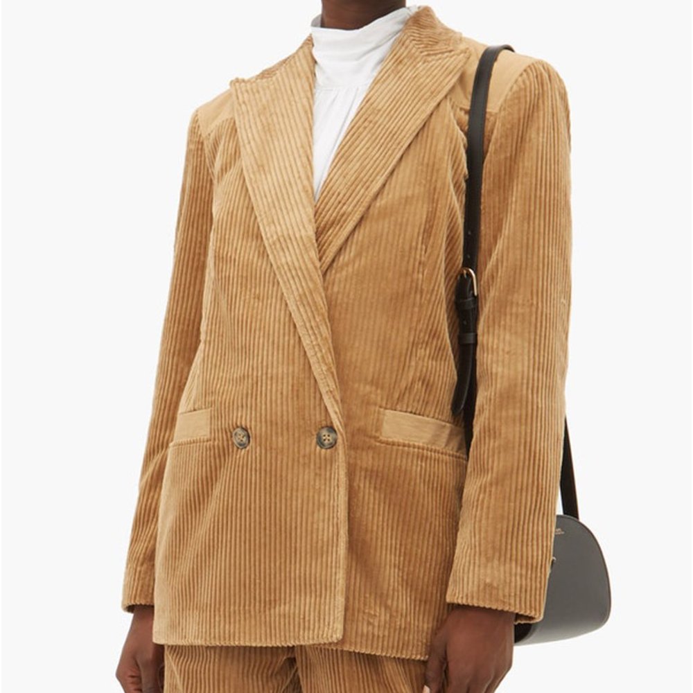 GANNI DOUBLE BREASTED CORDUROY BLAZER SZ 38